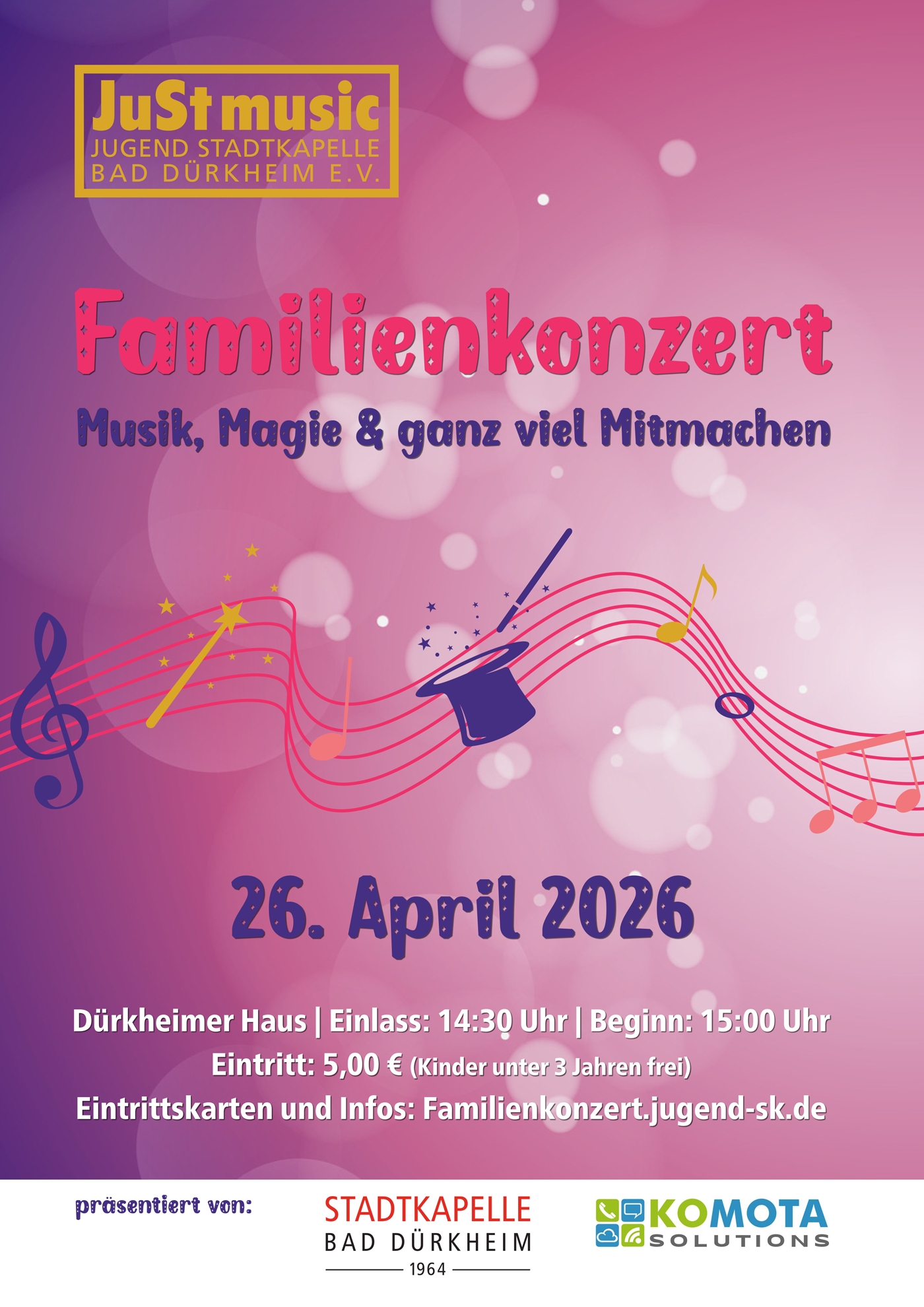 Familienkonzert von JuSt music - Musik, Magie & ganz viel Mitmachen